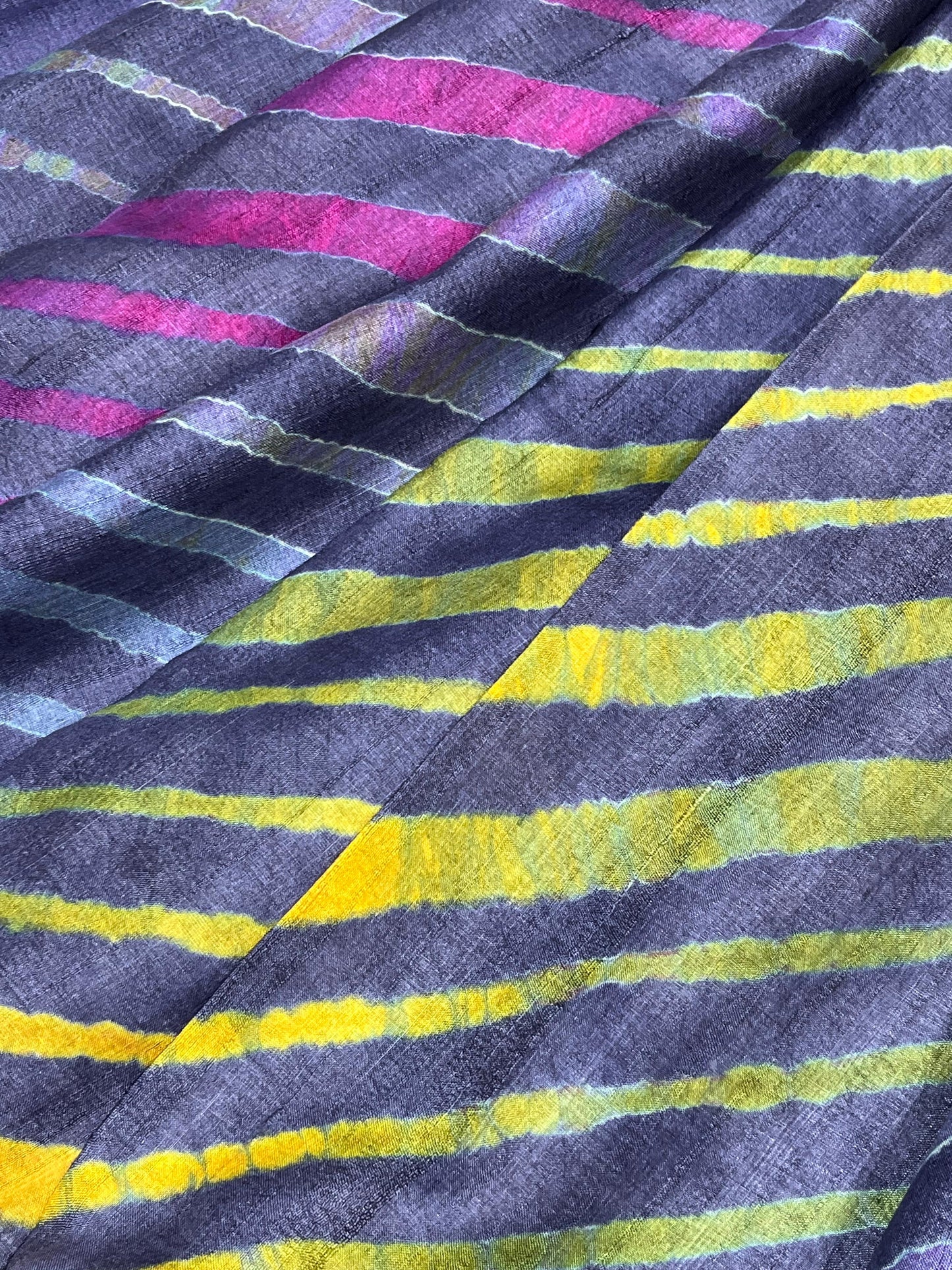 PURPLE TASSAR PURE HANDLOOM LEHERIYA SAREE