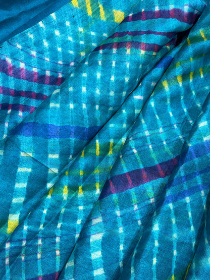 BLUE TASSAR PURE HANDLOOM LEHERIYA SAREE