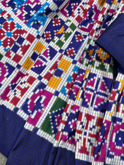 COLOURFUL PURE HANDLOOM DOUBLE IKKAT SAREE