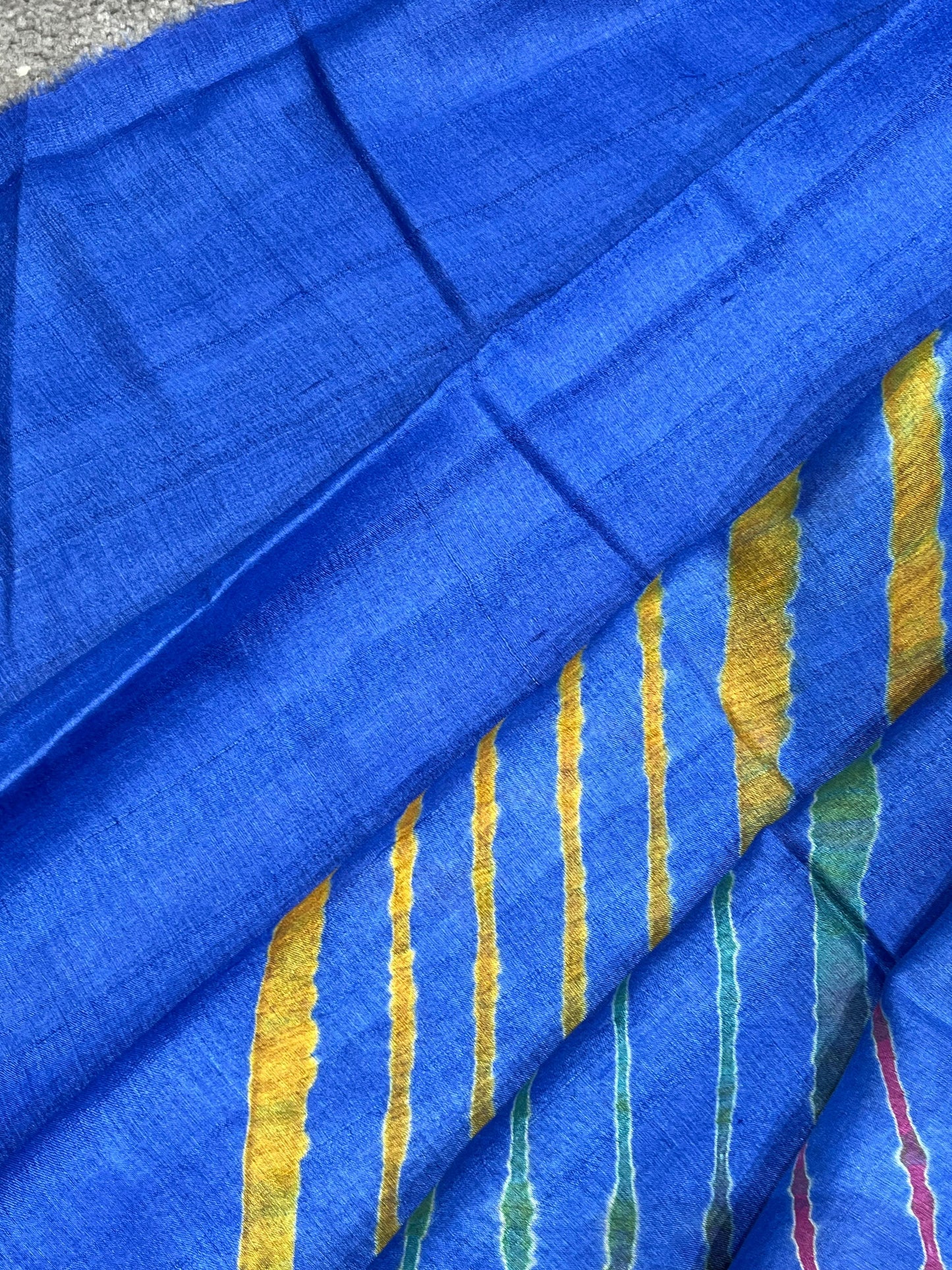 ROYAL BLUE TASSAR PURE HANDLOOM LEHERIYA SAREE
