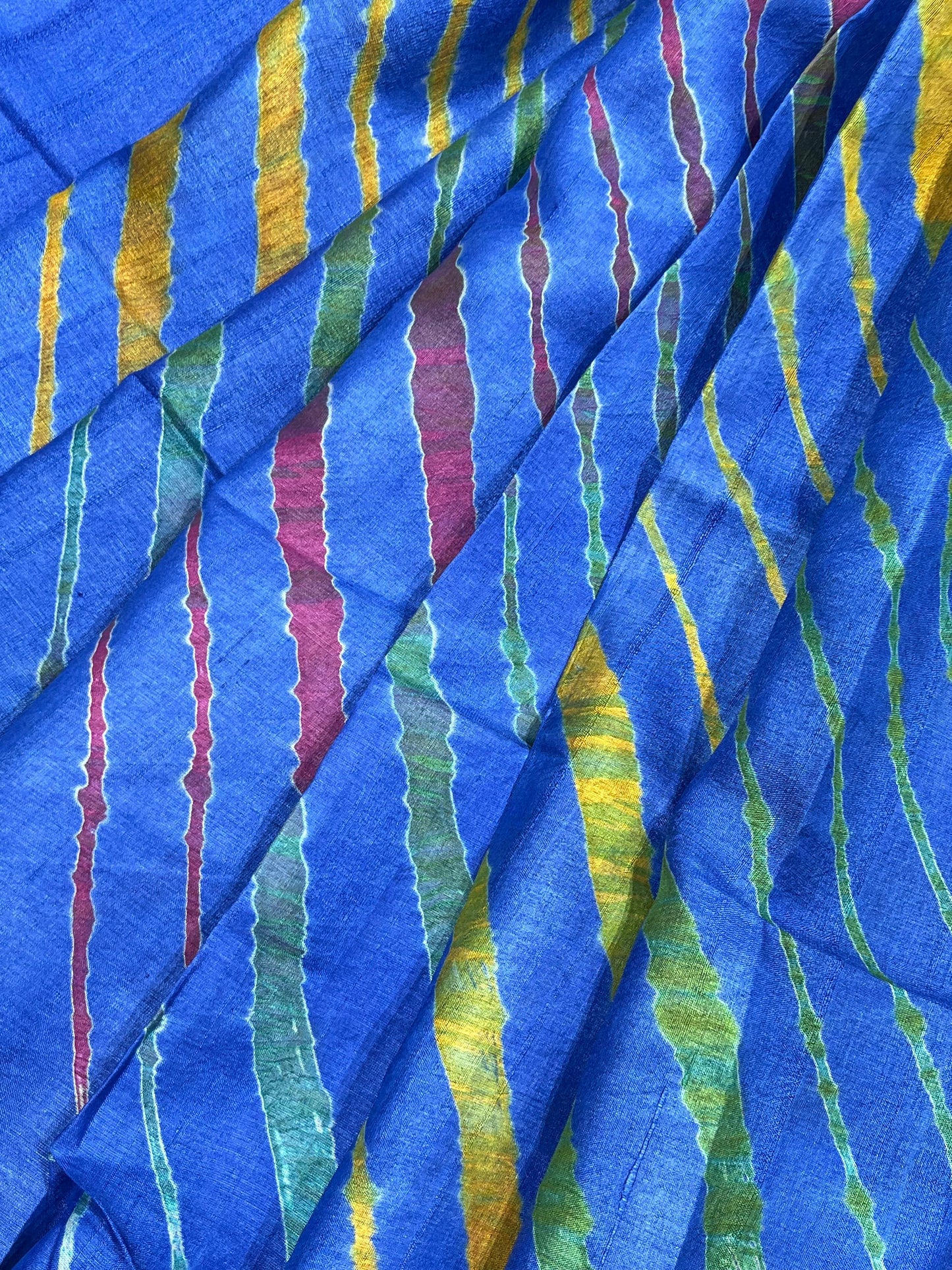 ROYAL BLUE TASSAR PURE HANDLOOM LEHERIYA SAREE
