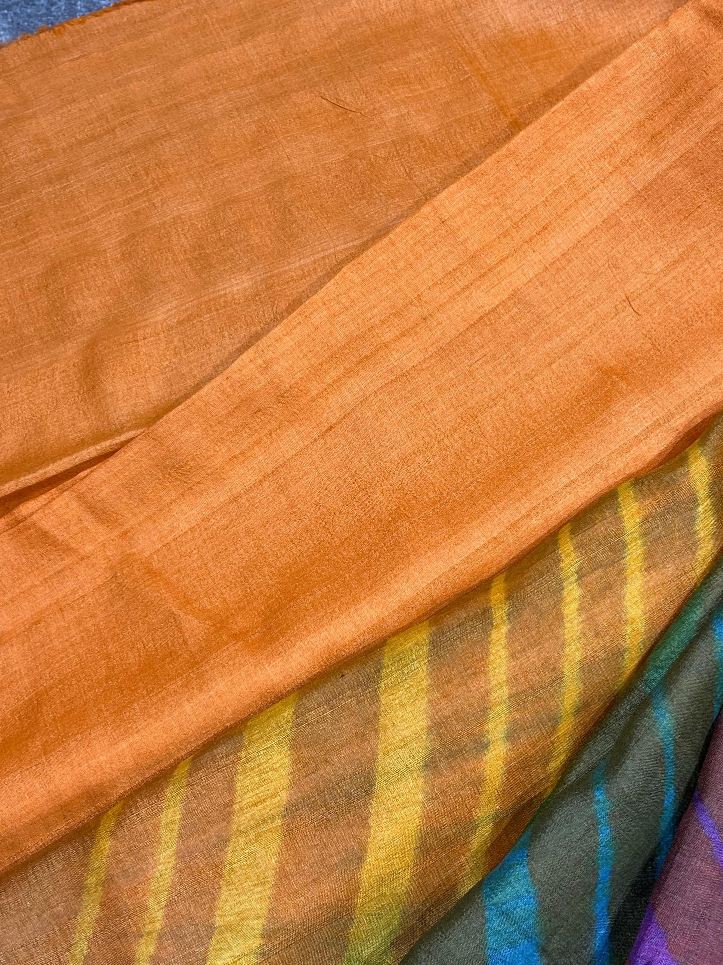 MULTICOLOUR TASSAR PURE HANDLOOM LEHERIYA SAREE