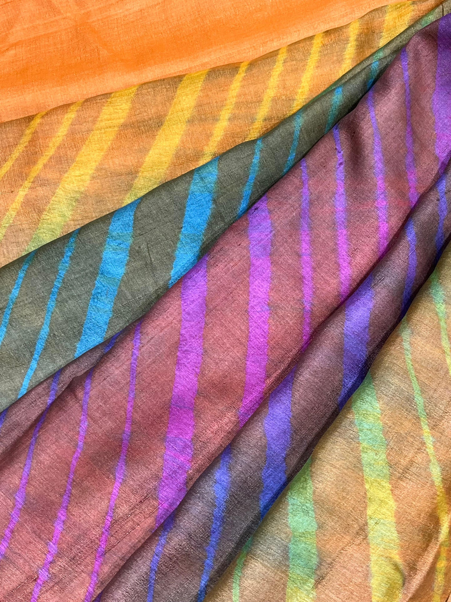MULTICOLOUR TASSAR PURE HANDLOOM LEHERIYA SAREE