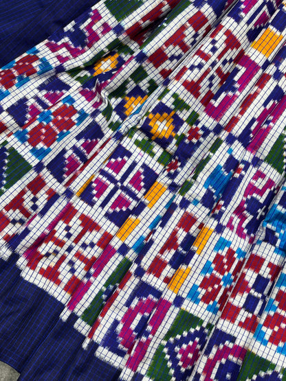 COLOURFUL PURE HANDLOOM DOUBLE IKKAT SAREE