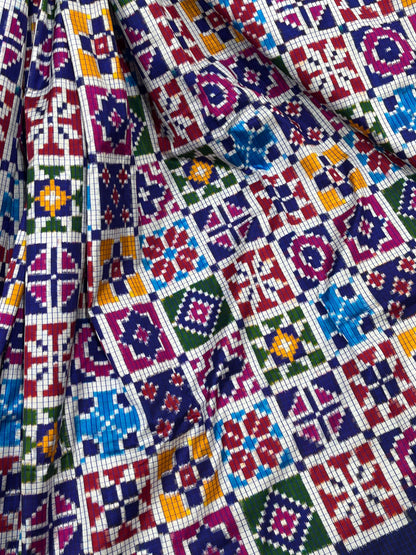 COLOURFUL PURE HANDLOOM DOUBLE IKKAT SAREE