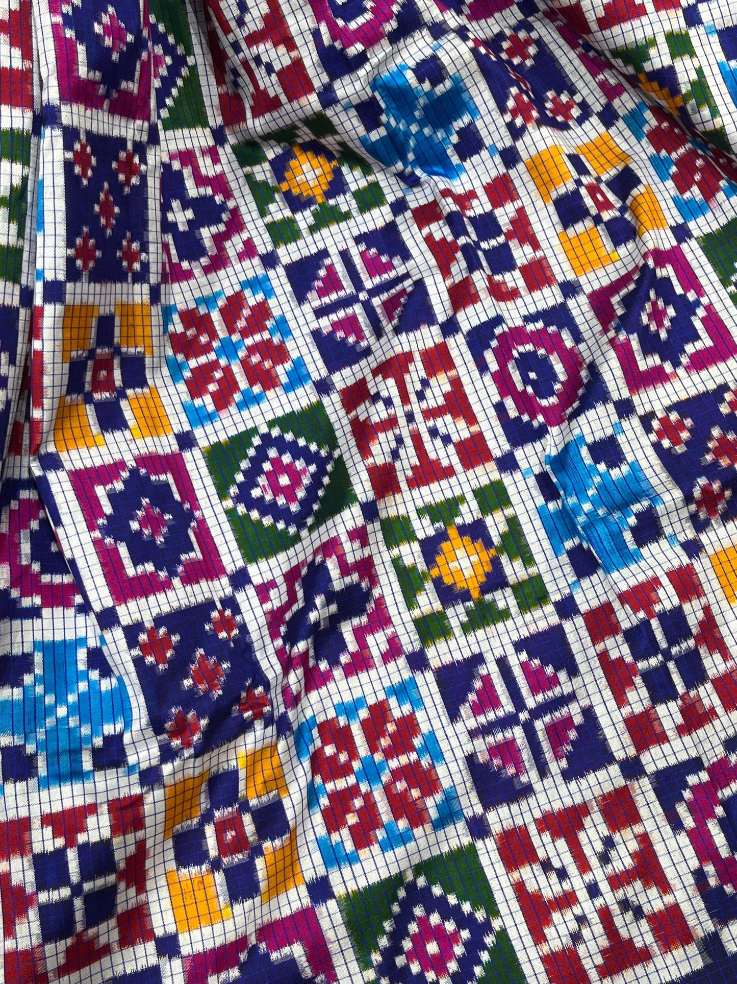 COLOURFUL PURE HANDLOOM DOUBLE IKKAT SAREE