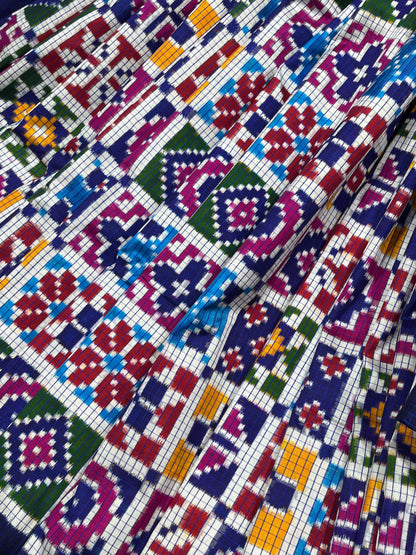 COLOURFUL PURE HANDLOOM DOUBLE IKKAT SAREE