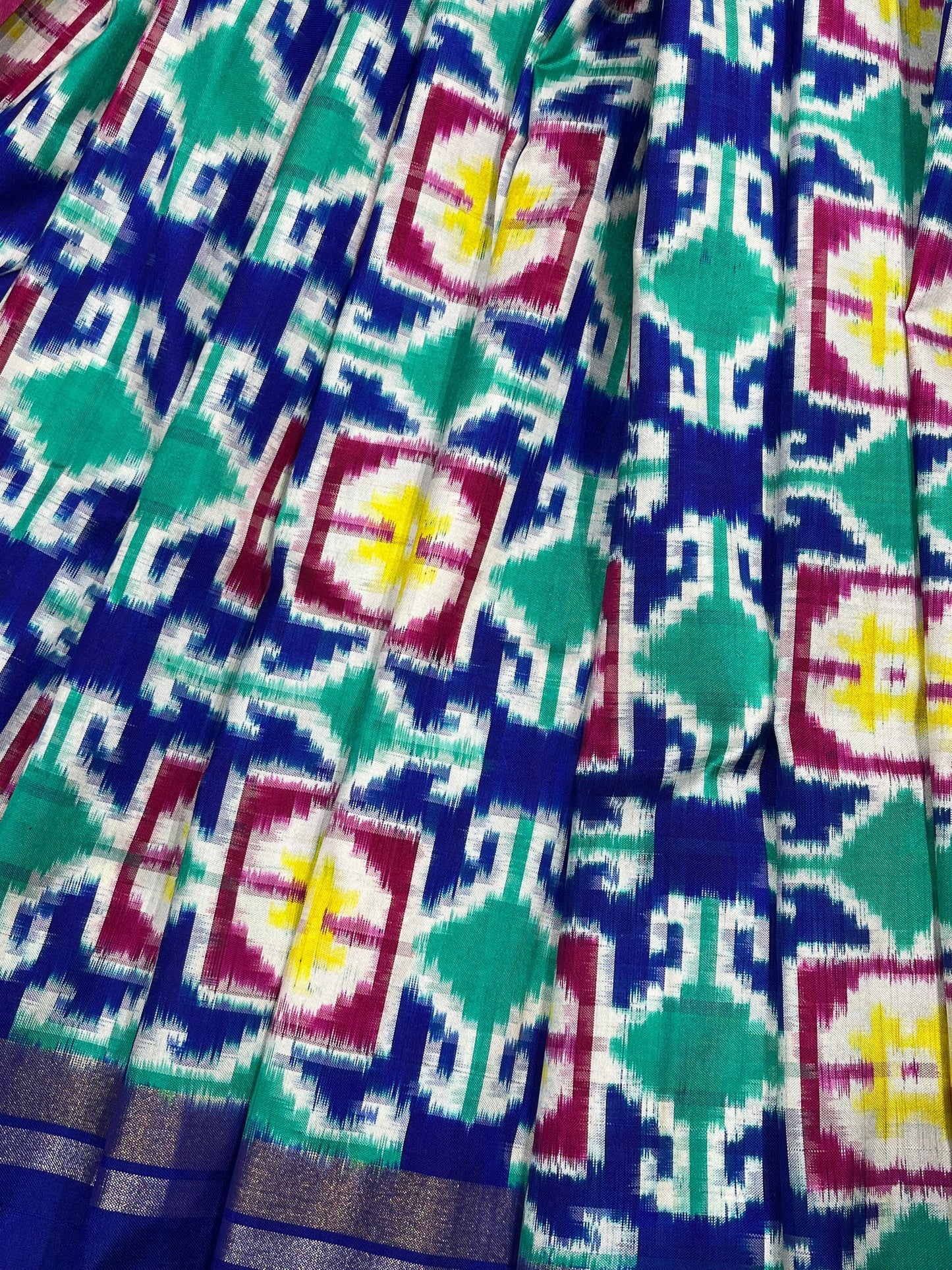 BLUE PURE HANDLOOM DOUBLE IKKAT SAREE