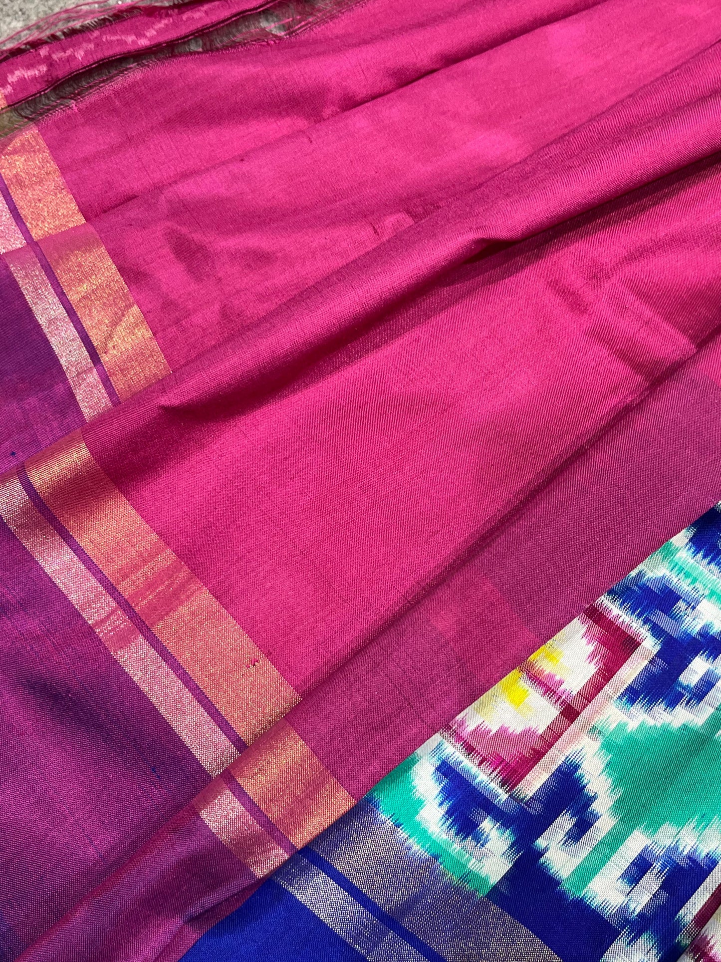 BLUE PURE HANDLOOM DOUBLE IKKAT SAREE