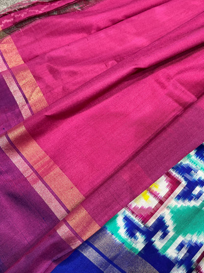 BLUE PURE HANDLOOM DOUBLE IKKAT SAREE