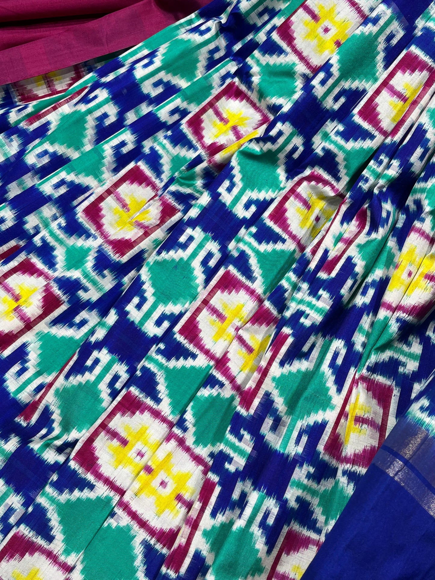 BLUE PURE HANDLOOM DOUBLE IKKAT SAREE