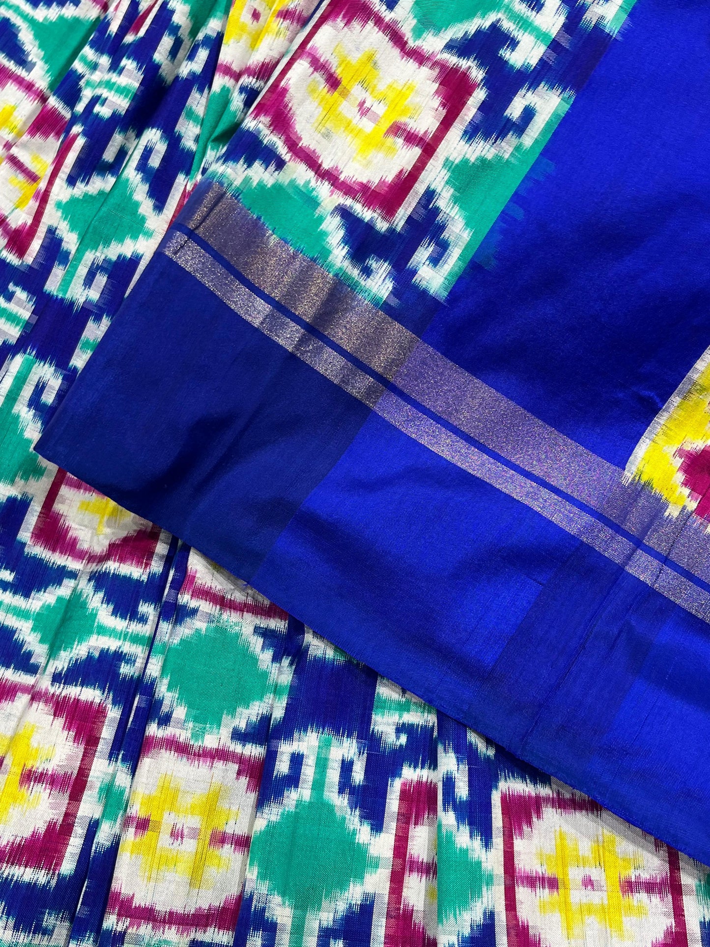 BLUE PURE HANDLOOM DOUBLE IKKAT SAREE