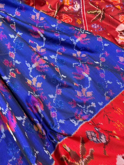 ROYAL BLUE PURE HANDLOOM SINGLE IKKAT SAREE