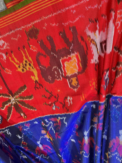 ROYAL BLUE PURE HANDLOOM SINGLE IKKAT SAREE