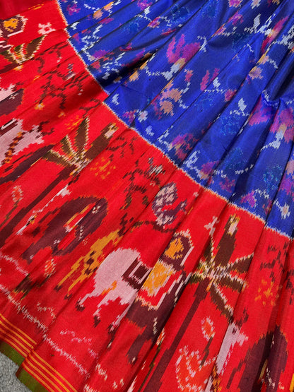 ROYAL BLUE PURE HANDLOOM SINGLE IKKAT SAREE