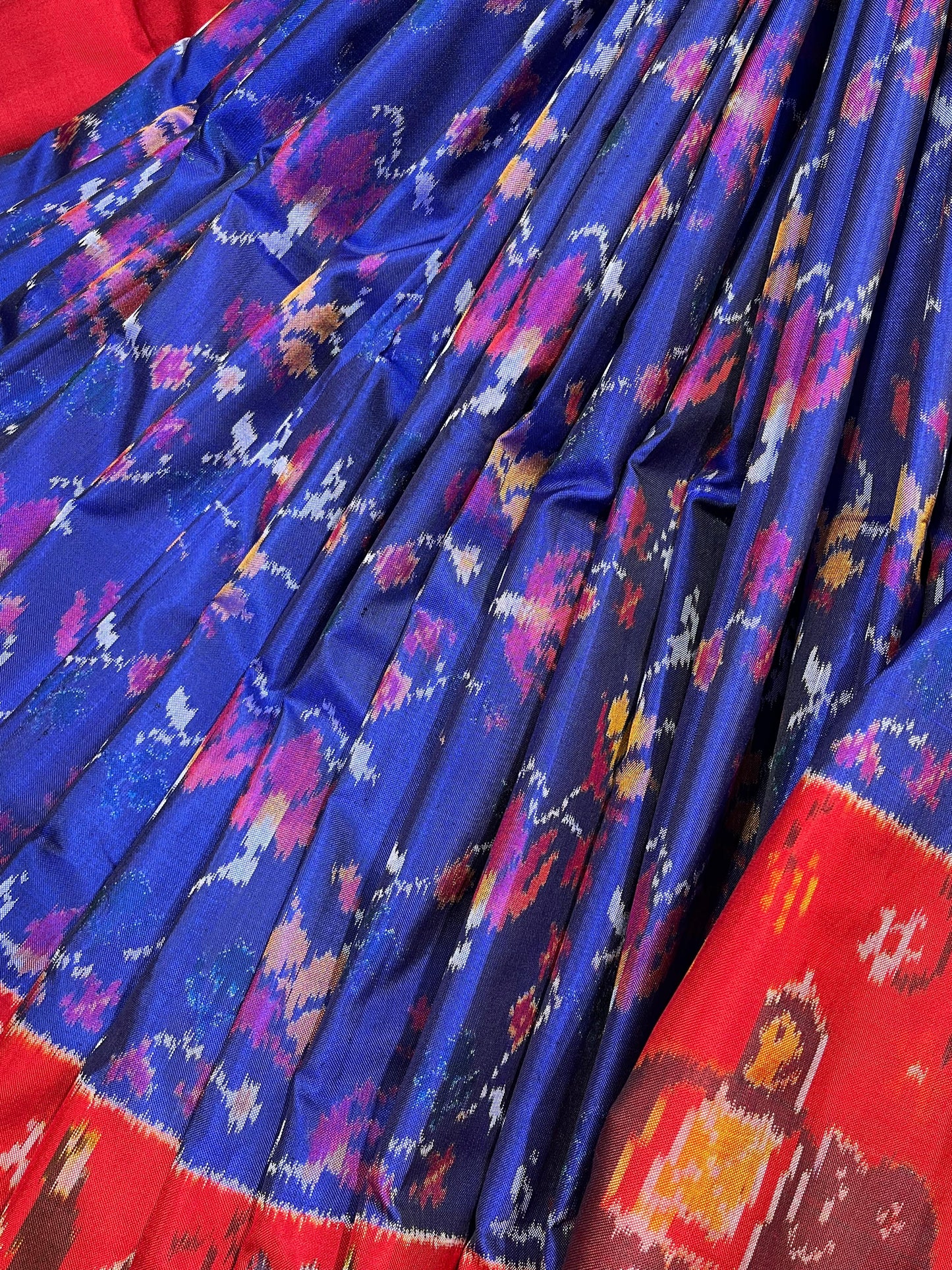 ROYAL BLUE PURE HANDLOOM SINGLE IKKAT SAREE