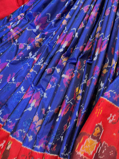ROYAL BLUE PURE HANDLOOM SINGLE IKKAT SAREE