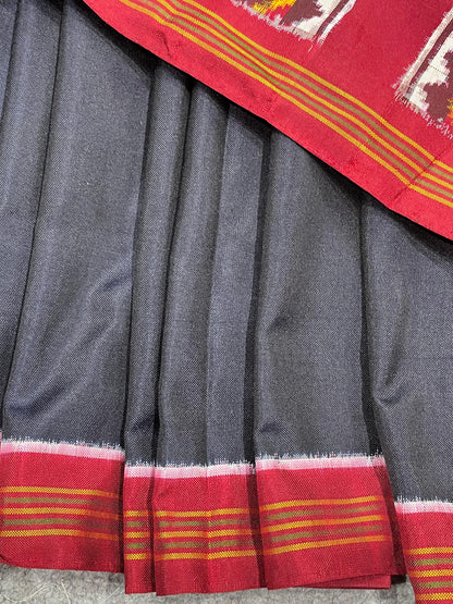 NAVY BLUE PURE HANDLOOM DOUBLE IKKAT SAREE