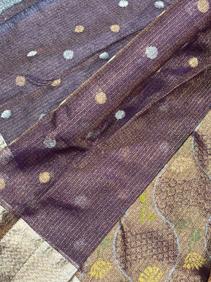 DUAL TONE PURPLE PURE HANDLOOM KOTA DORIA SAREE