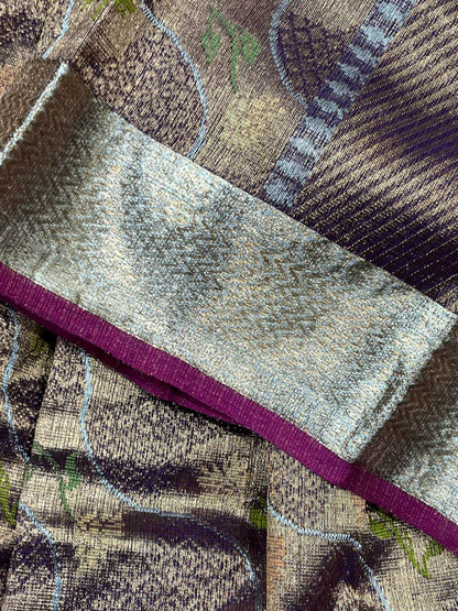 DUAL TONE PURPLE PURE HANDLOOM KOTA DORIA SAREE