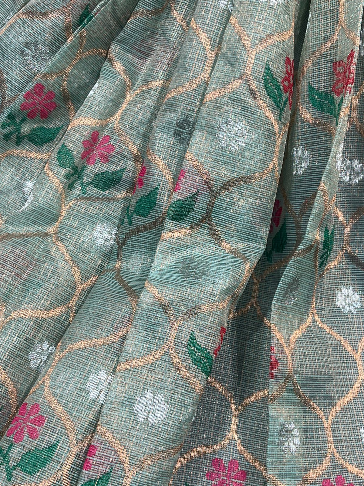 PASTEL BLUE PURE HANDLOOM KOTA DORIA SAREE