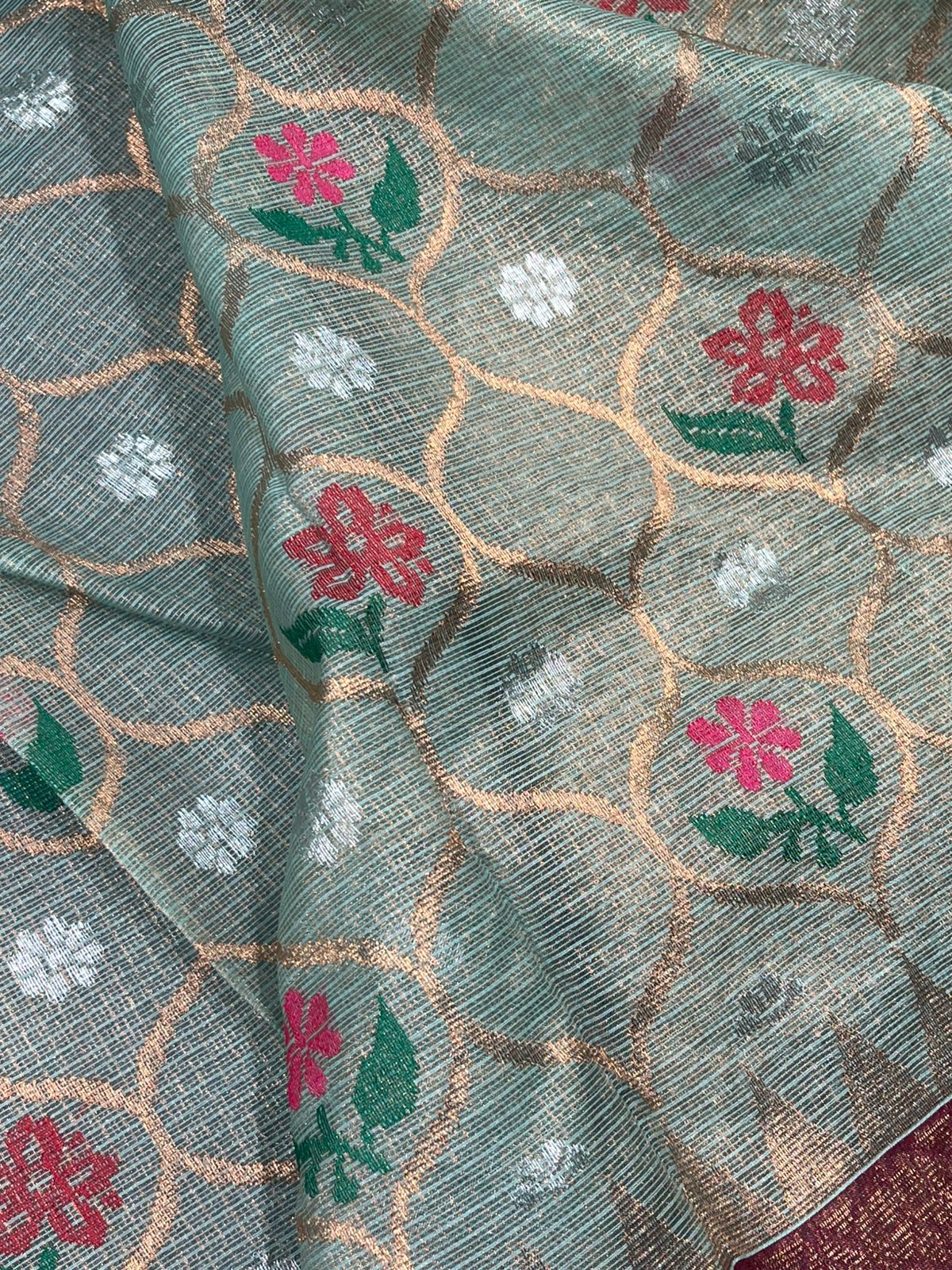 PASTEL BLUE PURE HANDLOOM KOTA DORIA SAREE