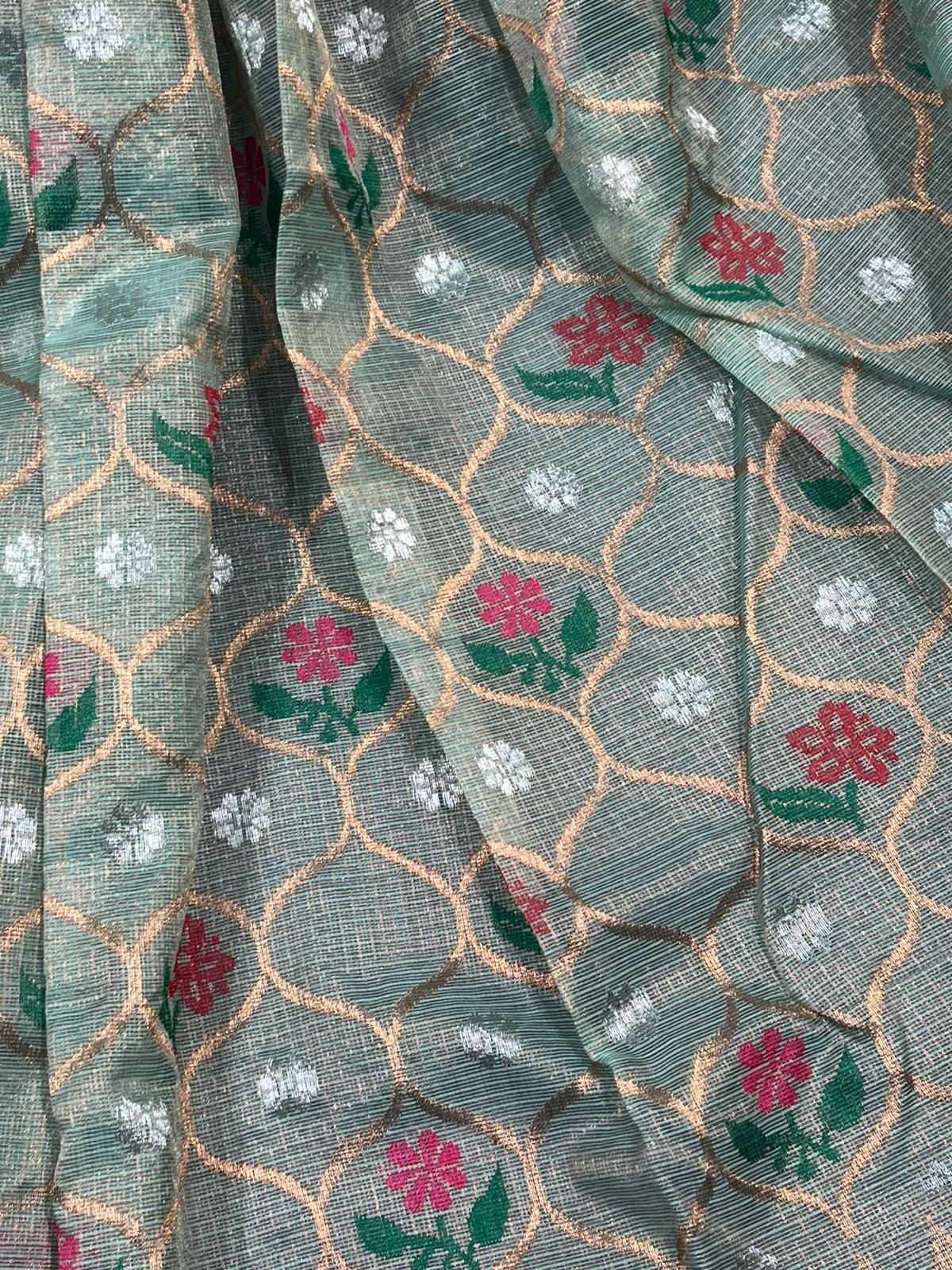 PASTEL BLUE PURE HANDLOOM KOTA DORIA SAREE