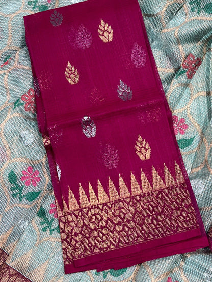 PASTEL BLUE PURE HANDLOOM KOTA DORIA SAREE