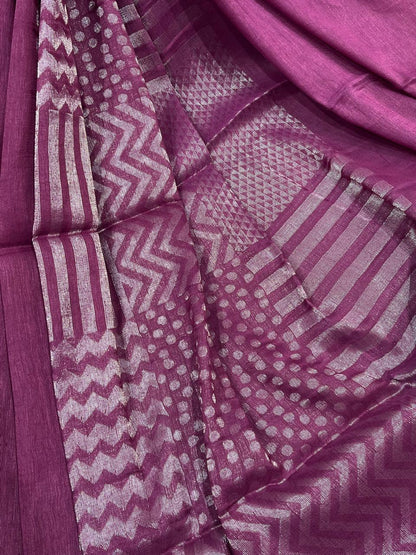 PLUM PURE HANDLOOM LINEN SAREE
