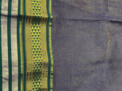 BLUE COTTON TISSUE PURE HANDLOOM PAITHANI SAREE