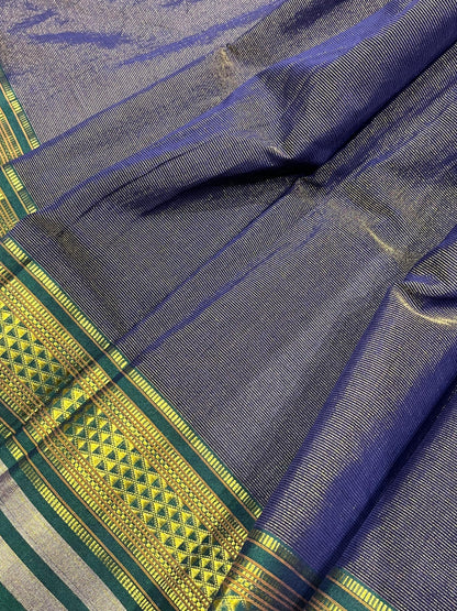 BLUE COTTON TISSUE PURE HANDLOOM PAITHANI SAREE