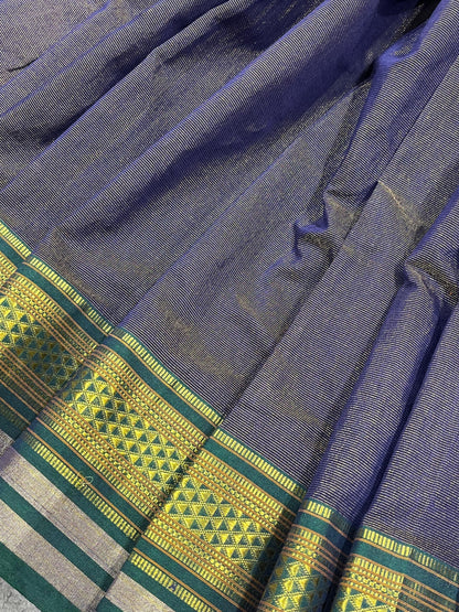 BLUE COTTON TISSUE PURE HANDLOOM PAITHANI SAREE