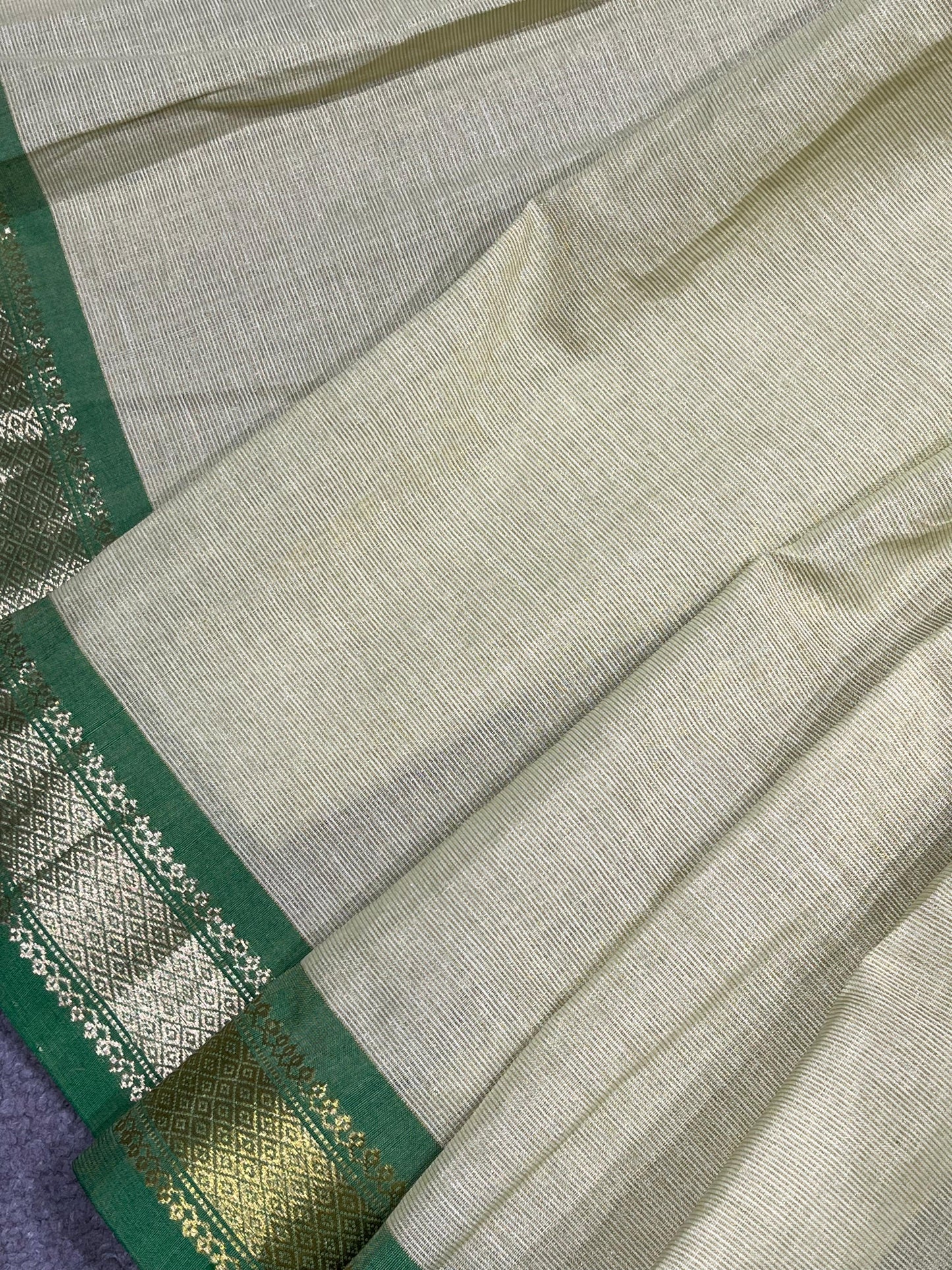 LIGHT PISTA GREEN COTTON TISSUE PURE HANDLOOM PAITHANI SAREE
