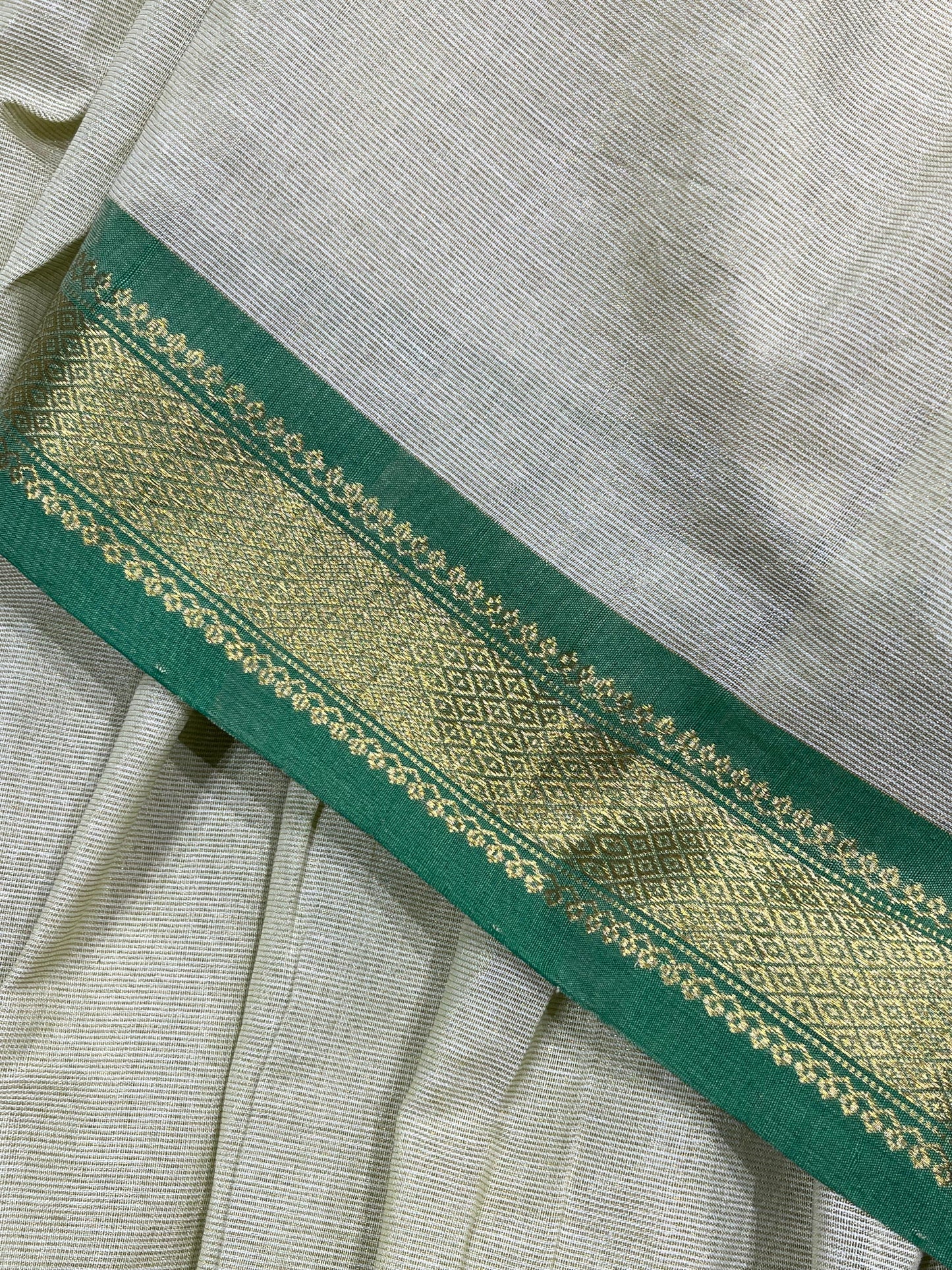 LIGHT PISTA GREEN COTTON TISSUE PURE HANDLOOM PAITHANI SAREE