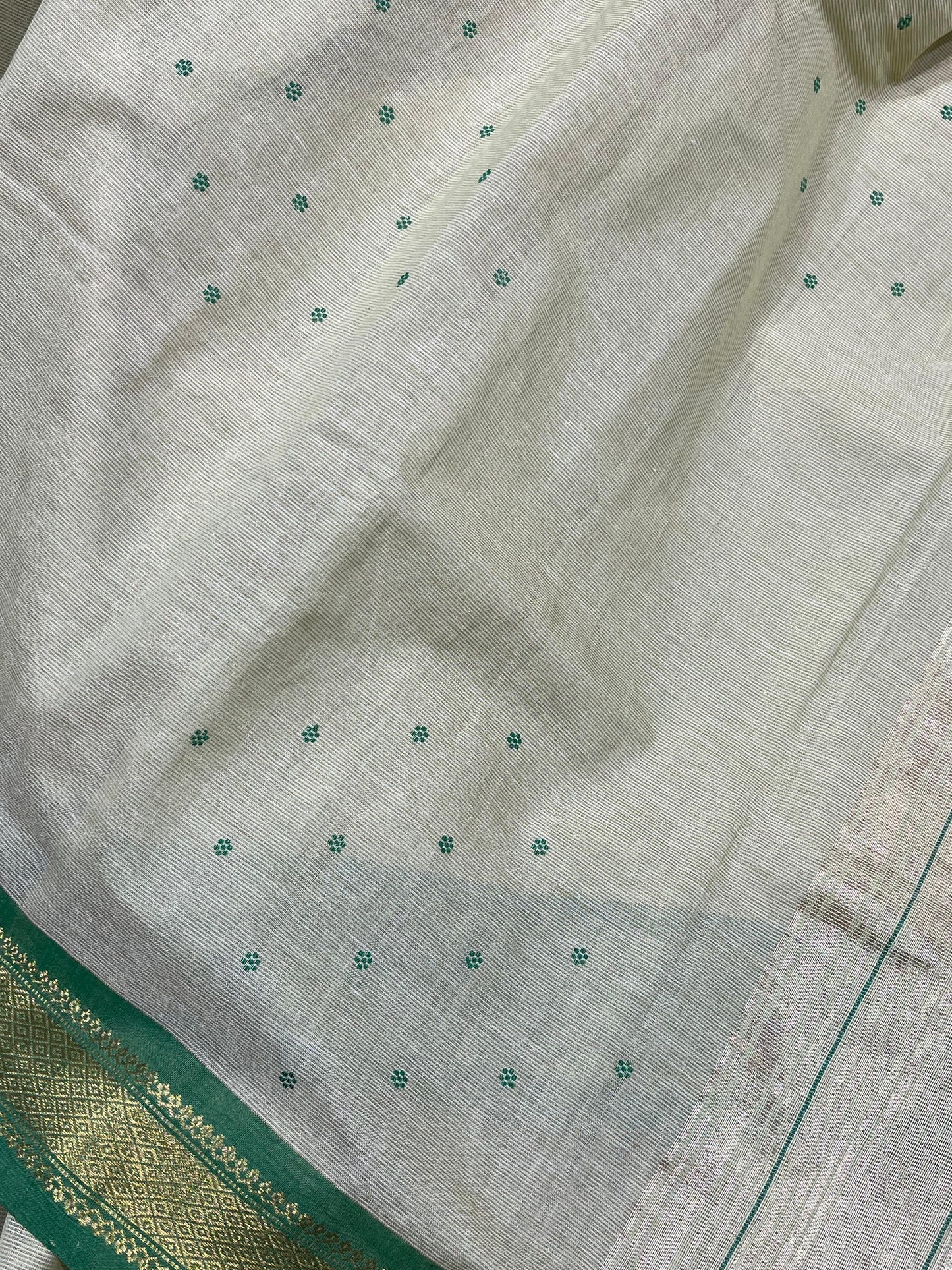 LIGHT PISTA GREEN COTTON TISSUE PURE HANDLOOM PAITHANI SAREE