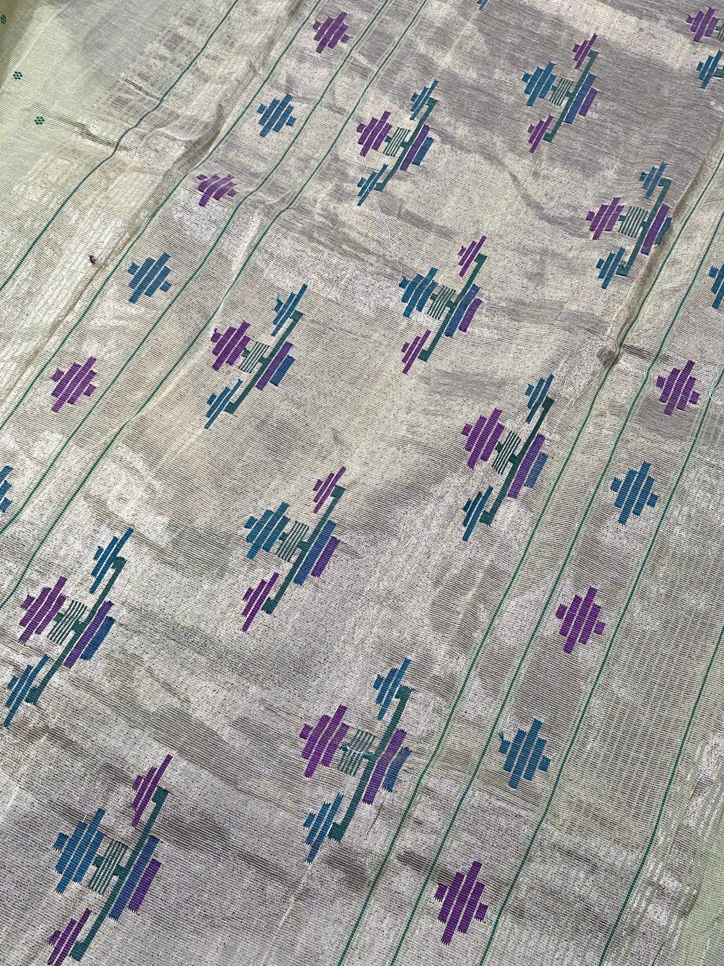 LIGHT PISTA GREEN COTTON TISSUE PURE HANDLOOM PAITHANI SAREE