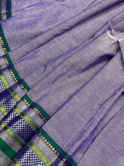 LAVENDER COTTON TISSUE PURE HANDLOOM PAITHANI SAREE