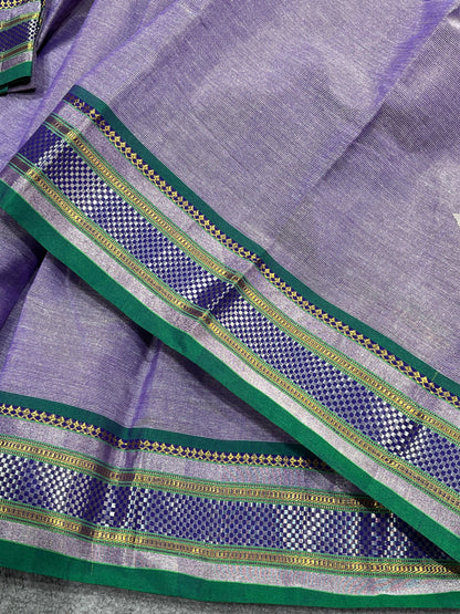 LAVENDER COTTON TISSUE PURE HANDLOOM PAITHANI SAREE