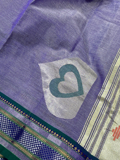 LAVENDER COTTON TISSUE PURE HANDLOOM PAITHANI SAREE