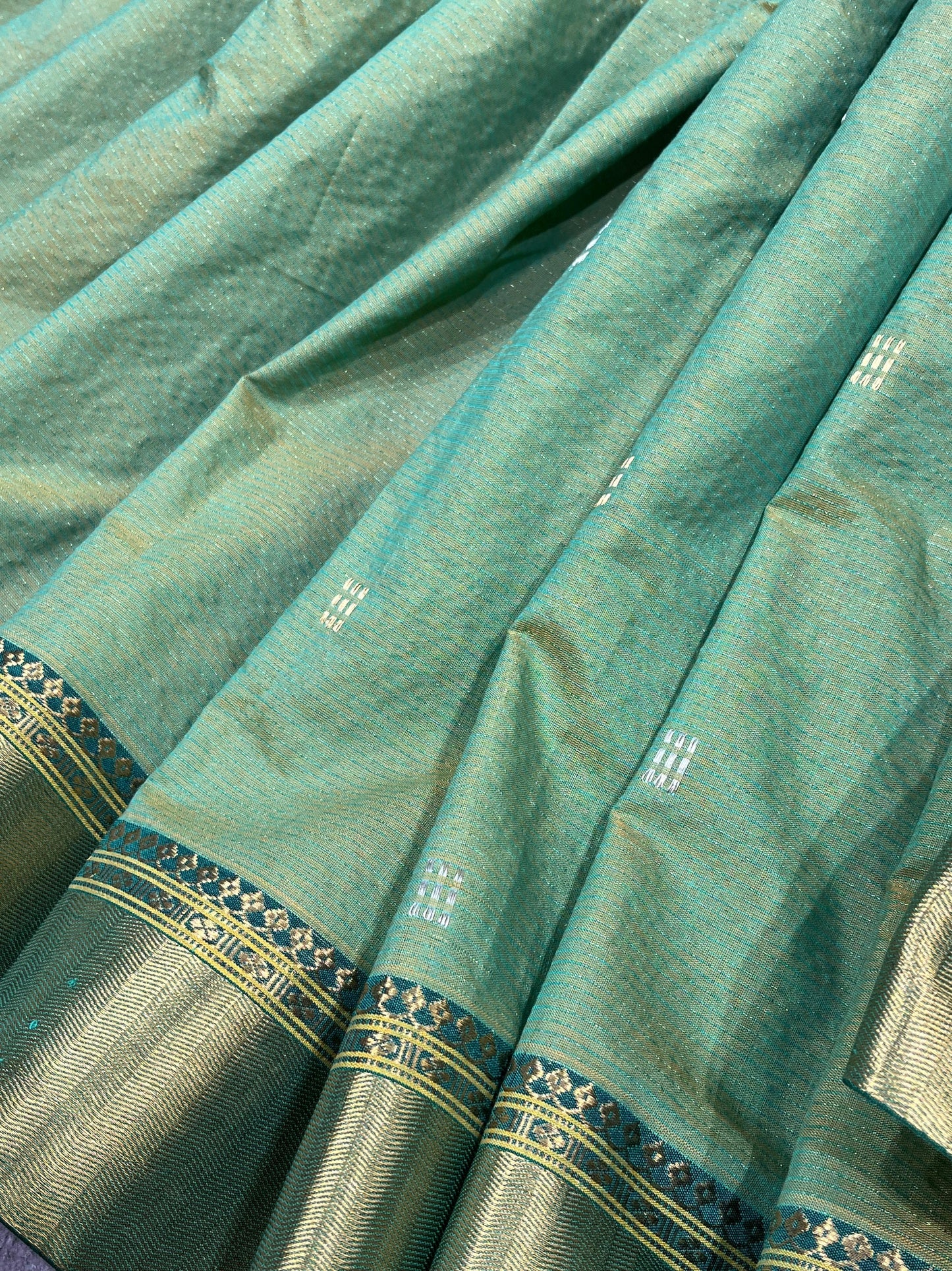 GREEN COTTON TISSUE PURE HANDLOOM PAITHANI SAREE