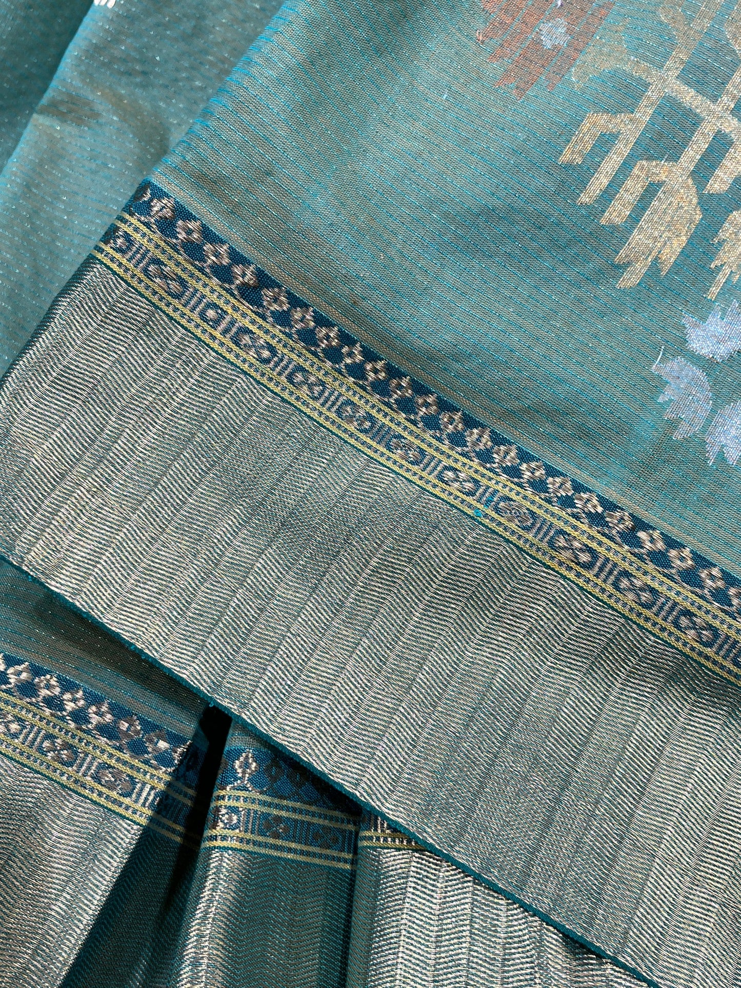 GREEN COTTON TISSUE PURE HANDLOOM PAITHANI SAREE