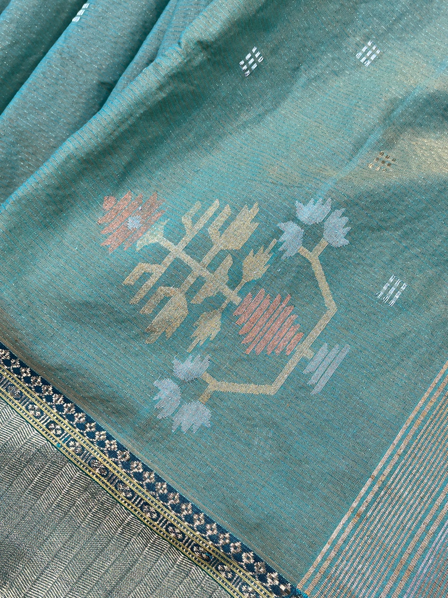 GREEN COTTON TISSUE PURE HANDLOOM PAITHANI SAREE