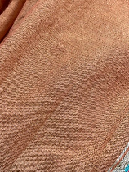 ORANGE COTTON TISSUE PURE HANDLOOM PAITHANI SAREE