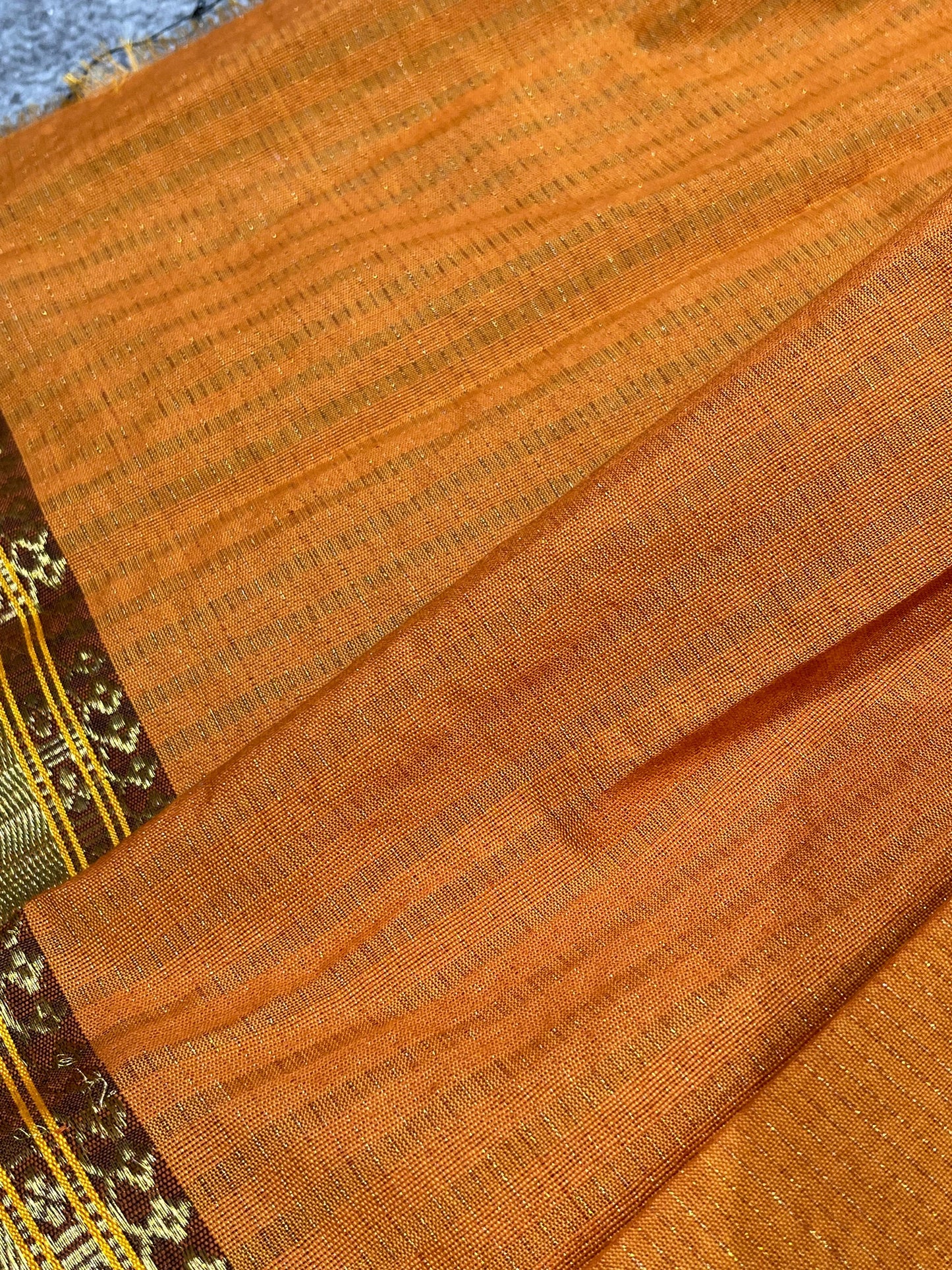 ORANGE COTTON TISSUE PURE HANDLOOM PAITHANI SAREE