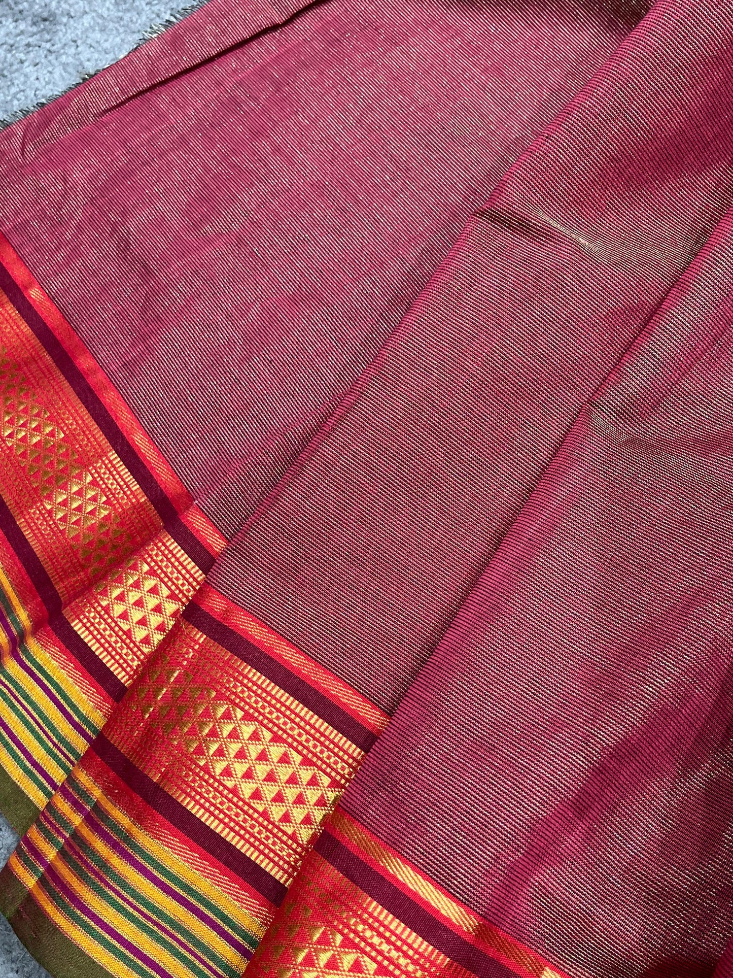 BEETROOT COTTON TISSUE PURE HANDLOOM PAITHANI SAREE