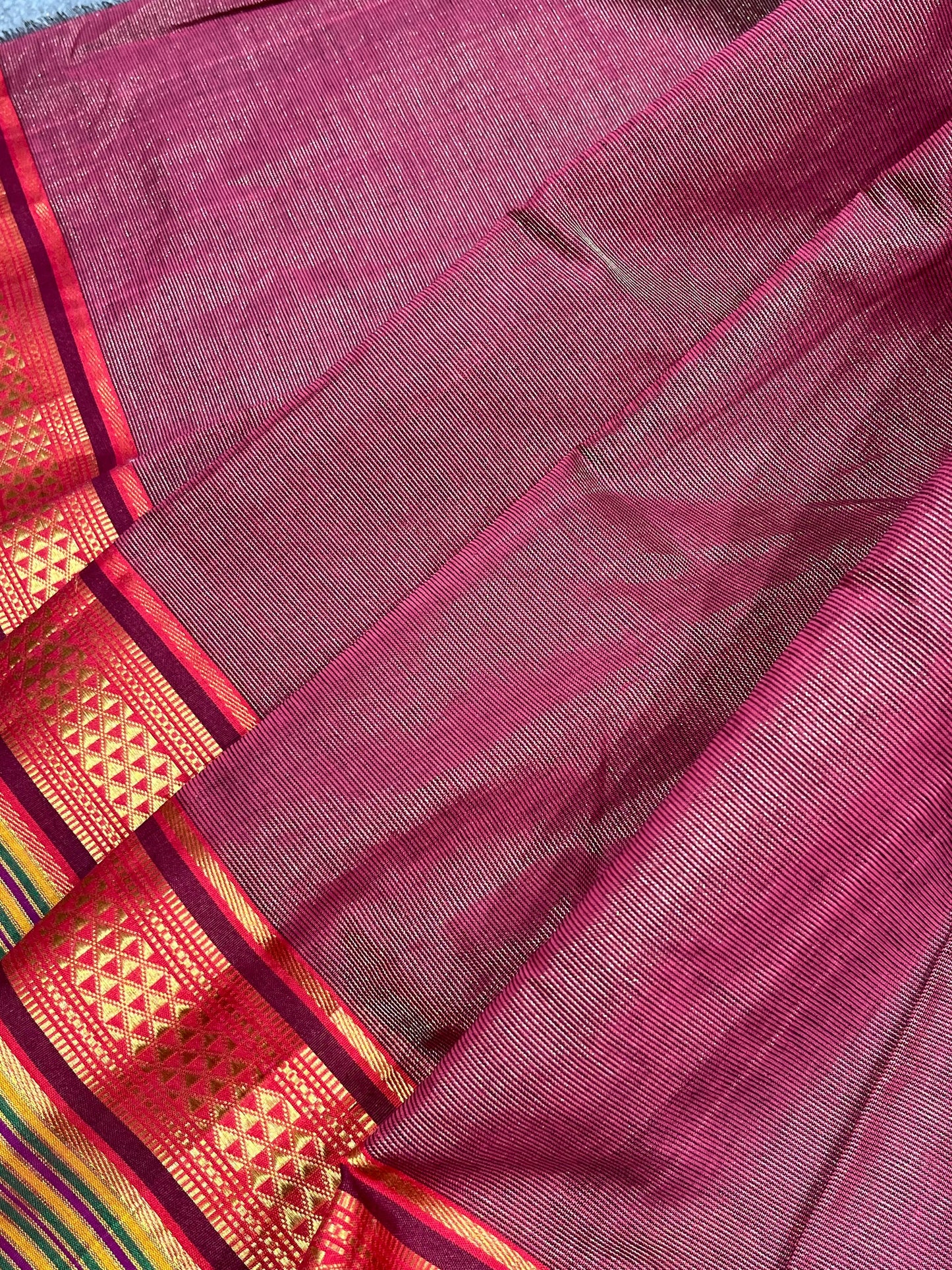 BEETROOT COTTON TISSUE PURE HANDLOOM PAITHANI SAREE