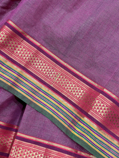 BEETROOT COTTON TISSUE PURE HANDLOOM PAITHANI SAREE