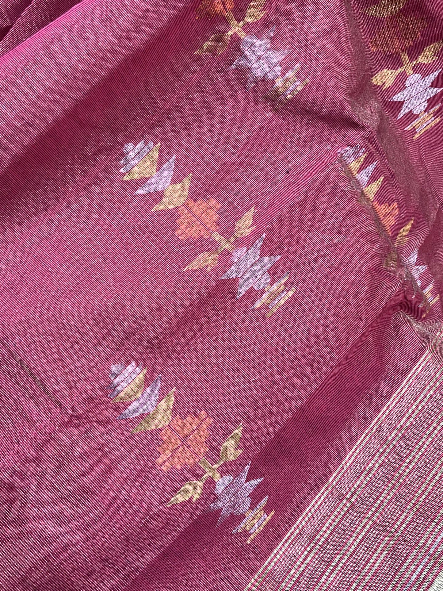 BEETROOT COTTON TISSUE PURE HANDLOOM PAITHANI SAREE
