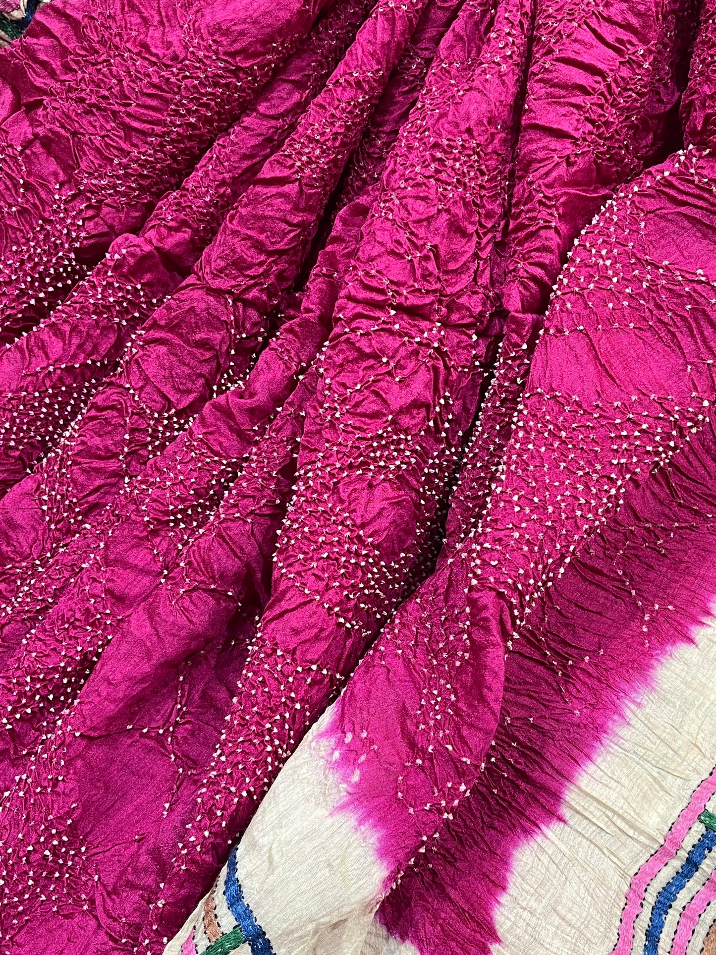 PINK MOONGA TASSAR PURE HANDLOOM BANDHEJ SAREE