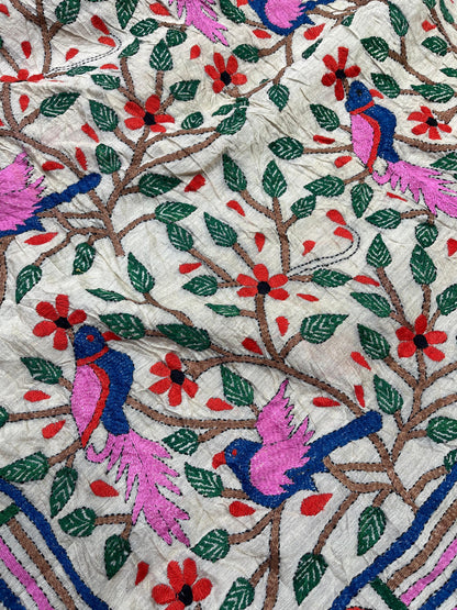 PINK MOONGA TASSAR PURE HANDLOOM BANDHEJ SAREE